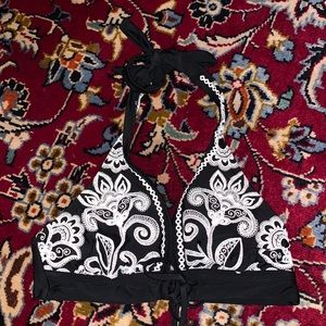 black pattern bikini top